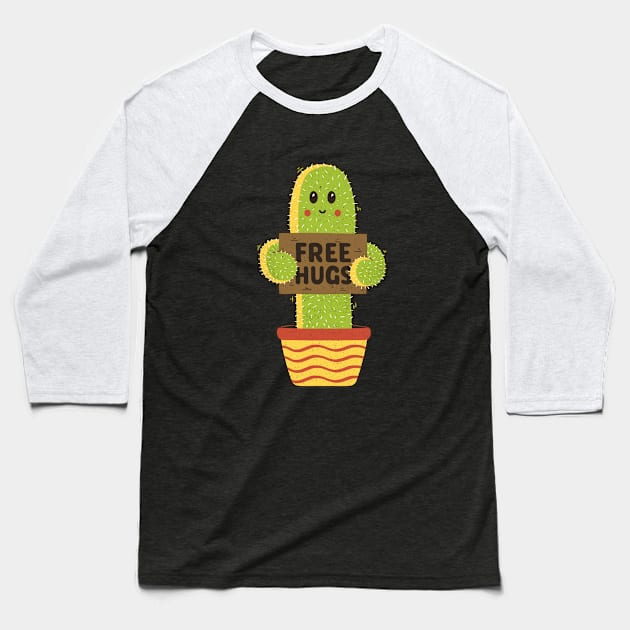 Free Hugs Cactus Baseball T-Shirt by Tobe_Fonseca